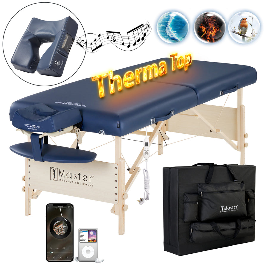 Master Massage 71cm CORONADO Portable Massage Table with Therma-Top- Adjustable Heating System (UK Plug, Royal Blue)