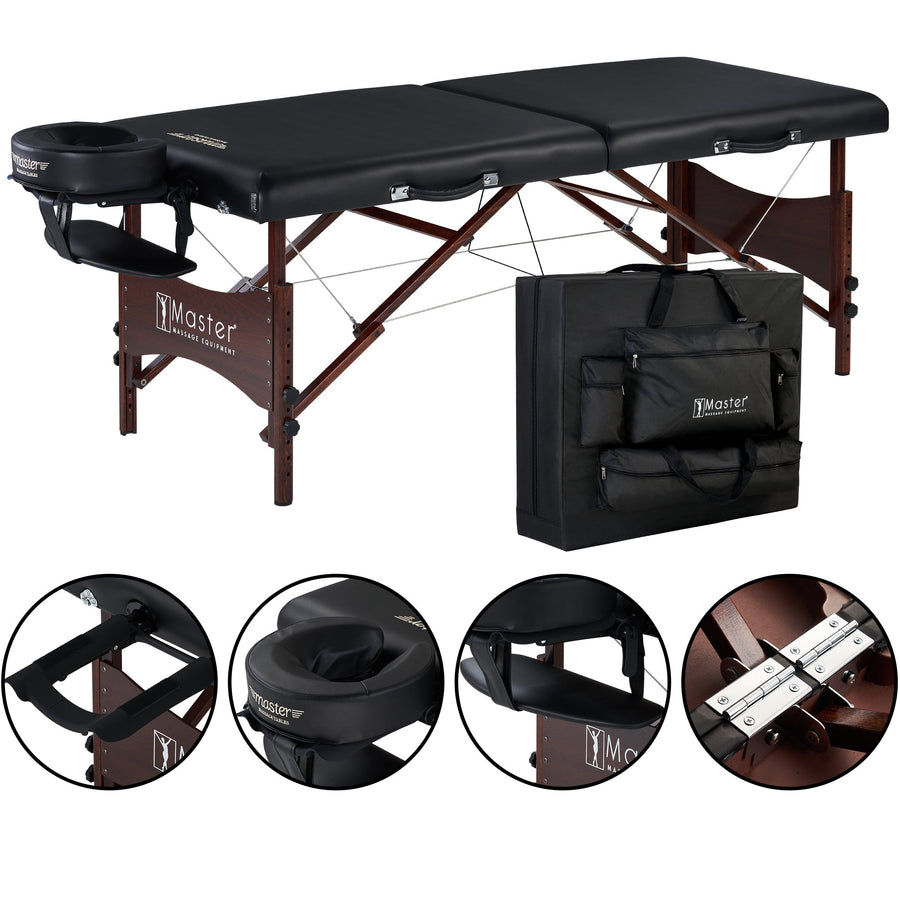 Master Massage 71cm Roma LX Portable Massage Table Package with Best Selling Size (Black) with Galaxy Lighting System