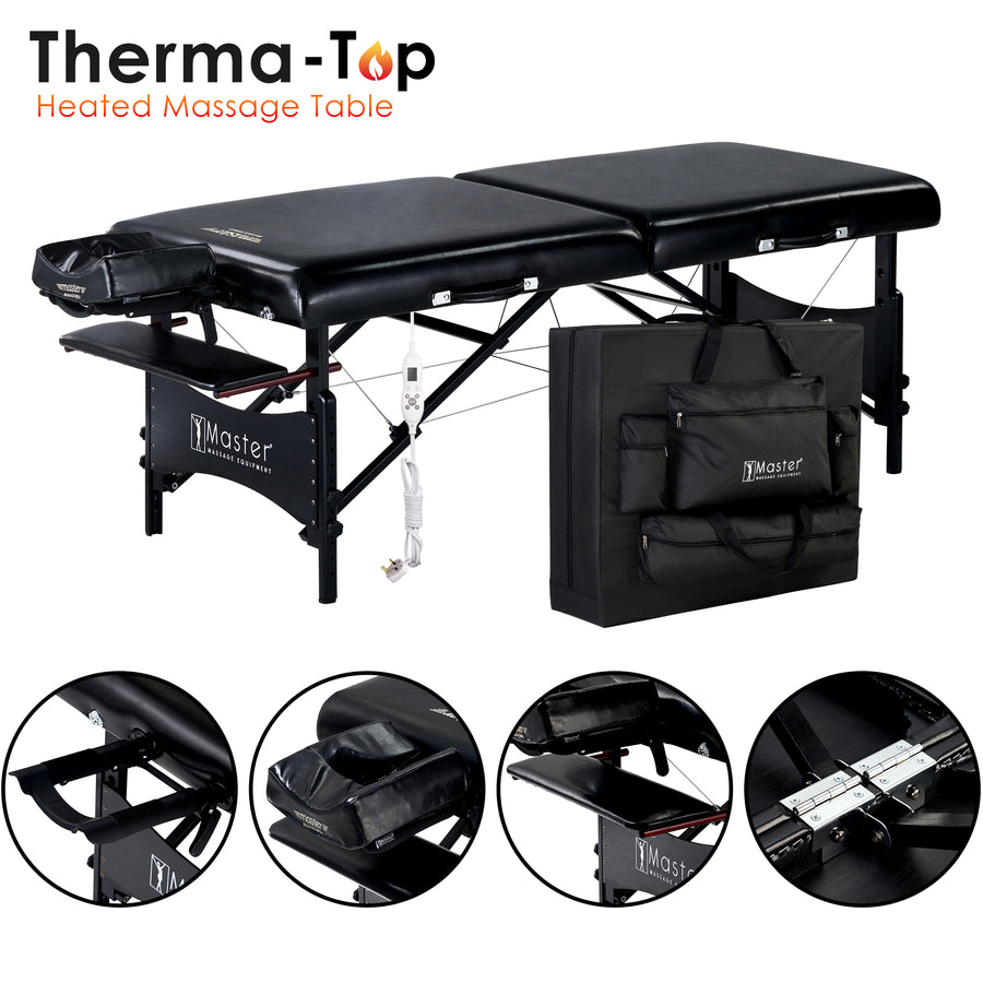 MD12 Thermal Top not working! Master Massage 71cm GALAXY Massage Table with THERMA-TOP Built-In Adjustable Heating System, Sophisticated Black on Black Color Theme!
