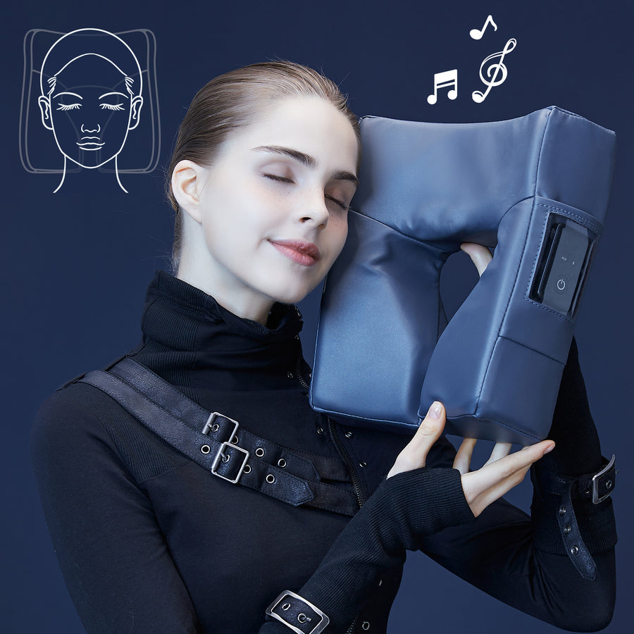 Music Master Patented ErgonomicDream High Fidelity Music Sound Face Cradle Cushion- Bluetooth Massage Pillow-Music Headrest Cushion Pad Musical Neck Support for Massage Tables. Royal Blue Color