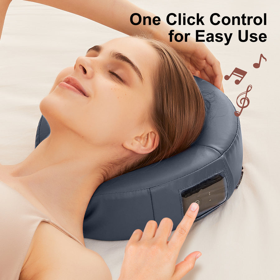 Music Master Crescent Round High Fidelity Sound Face Cradle Cushion- Bluetooth Massage Pillow-Music Headrest Cushion Pad Musical Neck Support for Massage Tables. Royal Blue Colour