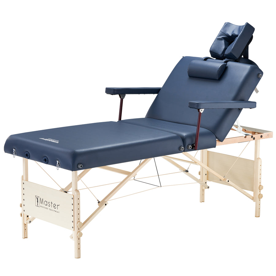 Master Massage 78cm CORONADO SALON Portable Massage Table Package with Lift Back Action & a Stout 7.6cm of Our High-density Multi-Layer Small Cell Foam! (Royal Blue Colour)