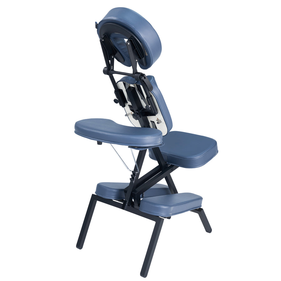 Master Massage Professional Lightweight Portable Massage Chair-Folding Foldable Aluminum Adjustable Tattoo Chair with Wheeled Carrying Case, Aluminum, Blue