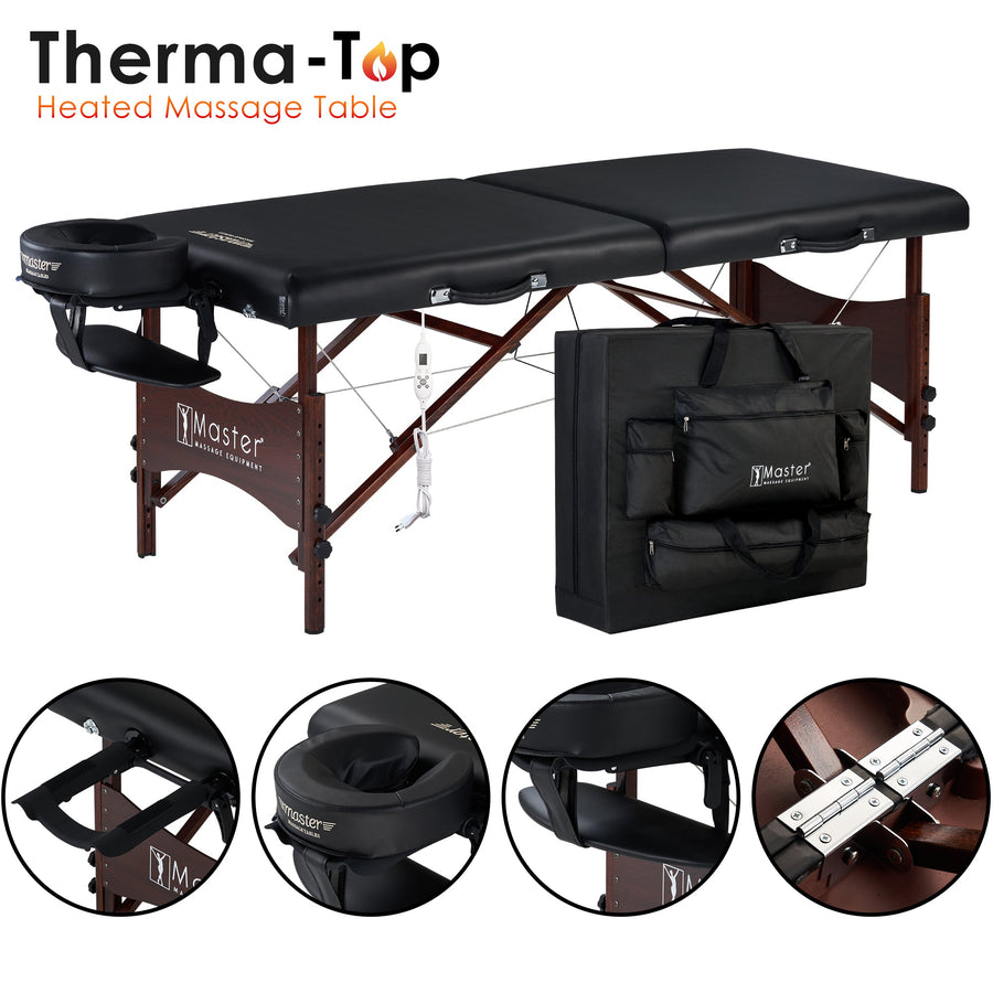 MD4 Master Massage 71cm Roma Portable Massage Table Package with Defective THERMA TOP -  (Black)