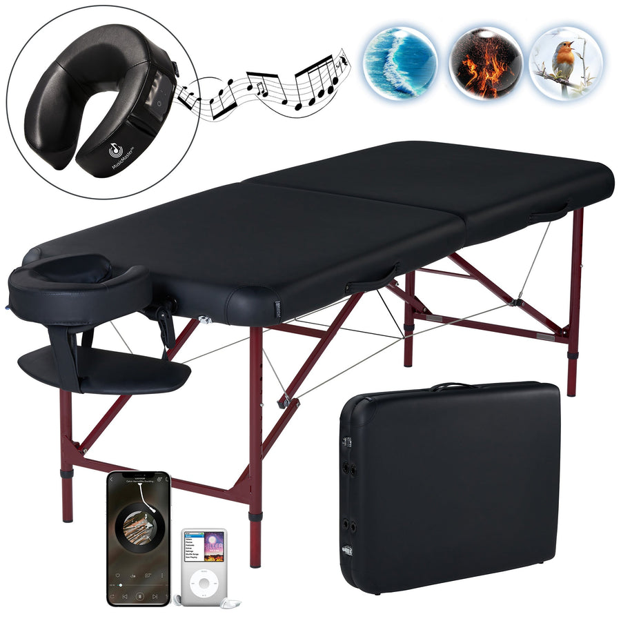 MD20 Master Massage 70cm ZEPHYR Portable Aluminium Massage Table Package - The ideal platform for ANY Beginning Massage Therapists! (Black Color), THIS TABLE COMES WITHOUT BAG AND ARM REST  AND ALSO SCRATCH ON THE PU