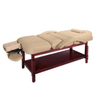 Master Massage 76cm Claudia Stationary Massage Table Spa Salon Beauty Bed with Pneumatic Tilting Backrest and Leg Rest, MC Cream with Mahogany Legs