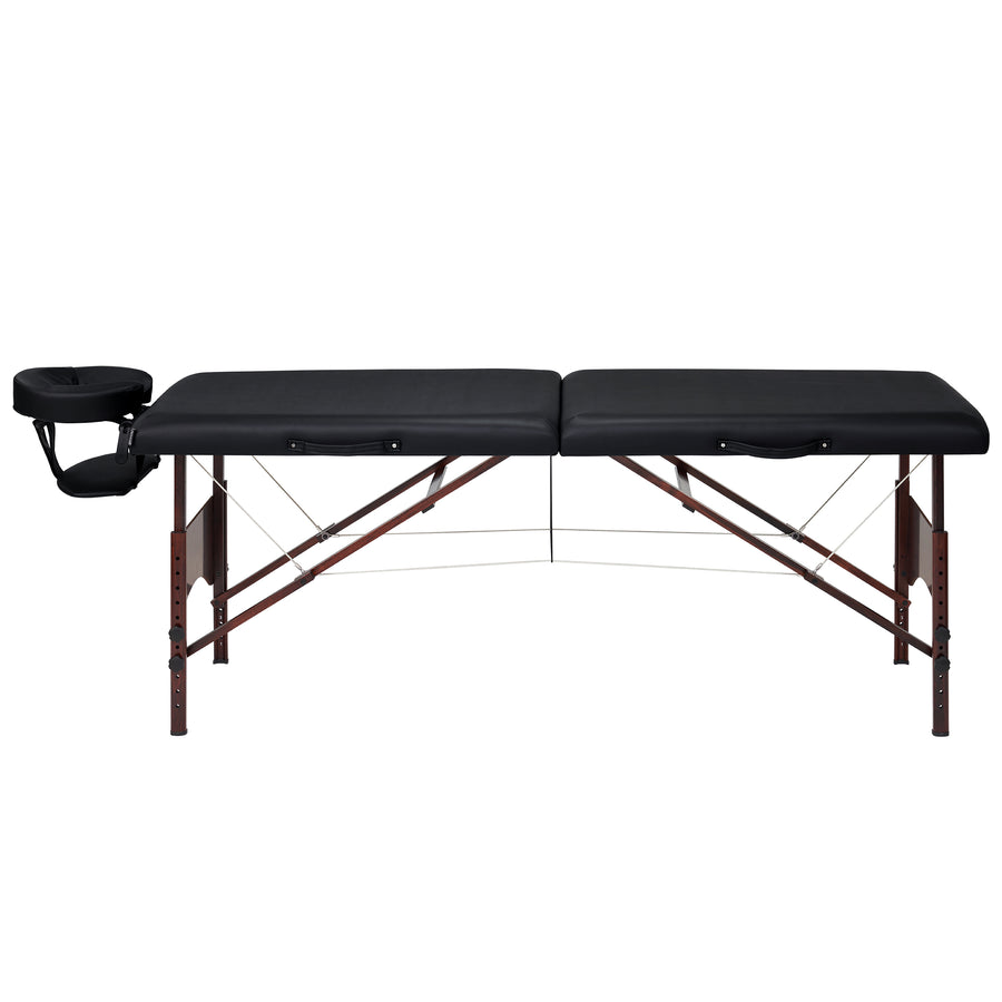 Master Massage 70cm Price Competitive Argo Portable Massage Table Package in Black/Cream  w/ Walnut Legs