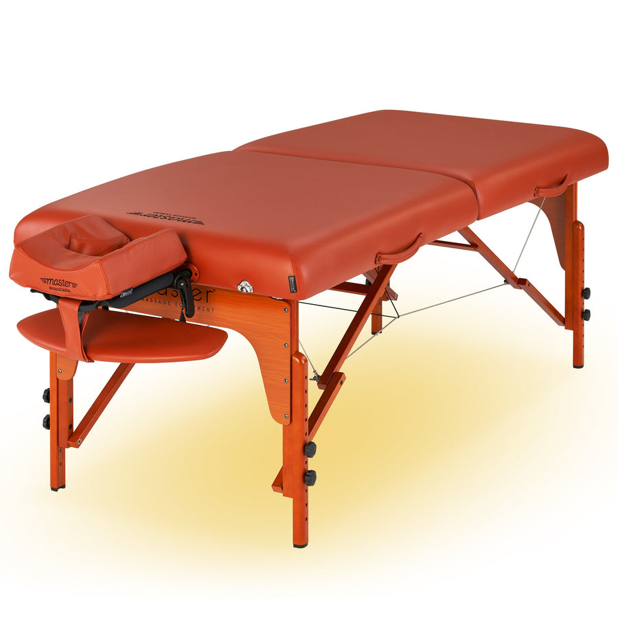 Master Massage 79cm SANTANA Portable Massage Table Package with MEMORY FOAM Layer, Shiatsu Cables, & Reiki Panels! (Mountain Red Color)
