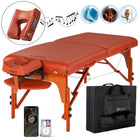 Master Massage 79cm SANTANA Portable Massage Table Package with MEMORY FOAM Layer, Shiatsu Cables, & Reiki Panels! (Mountain Red Color) with Galaxy Lighting System
